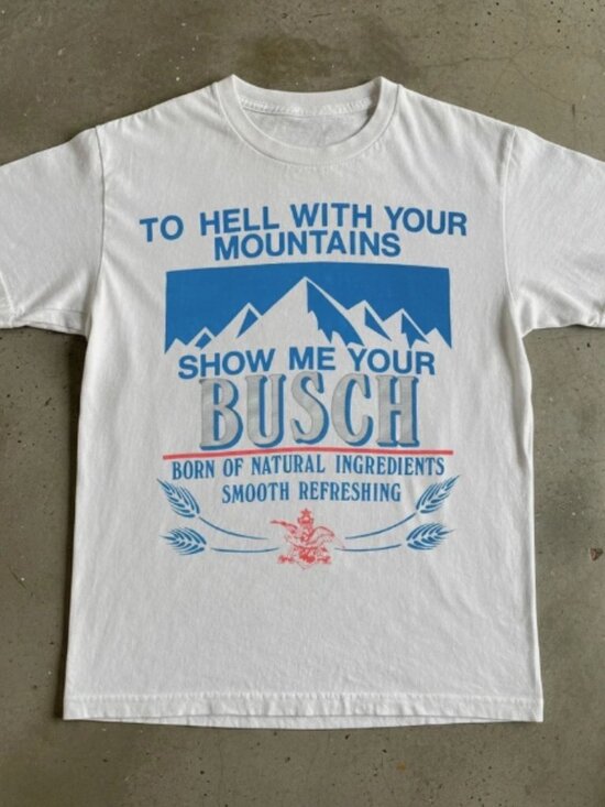 Gildan Other - Funny Busch Beer Graphic White T-Shirt